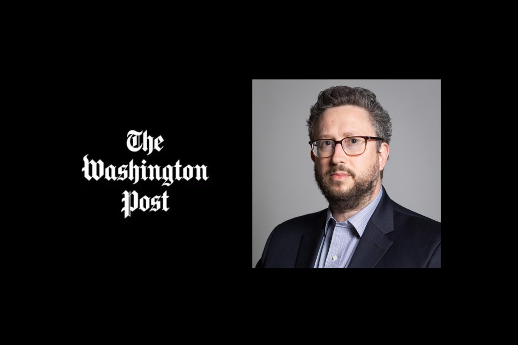 Headshot of Sam Winer with masthead of the Washington Post