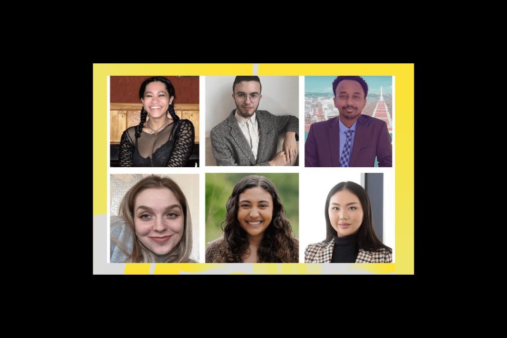 Grid of headshots of six panel participants